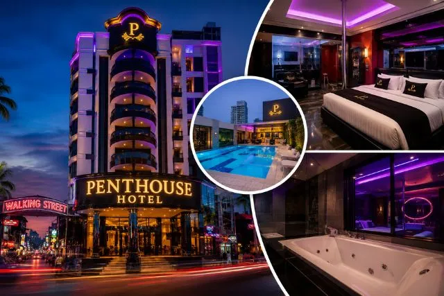 Penthouse Hotel Pattaya exterior with luxury rooms, pool, and Jacuzzi